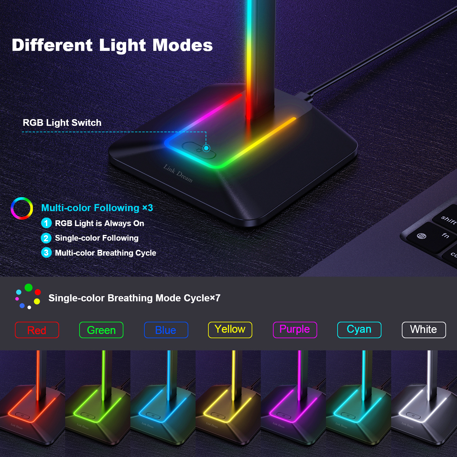 New Bee Z8 RGB Headphones Stan - Headphone Stand Desk reseña y precio