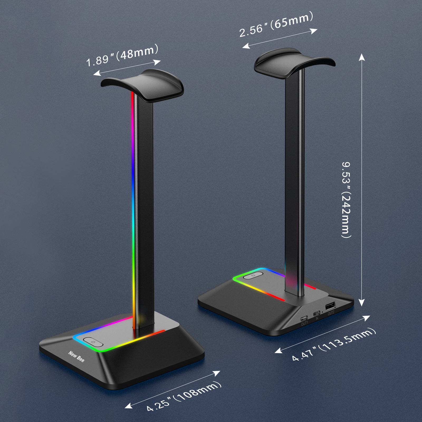 New Bee Z8 RGB Headphones Stan - Headphone Stand Desk reseña y precio