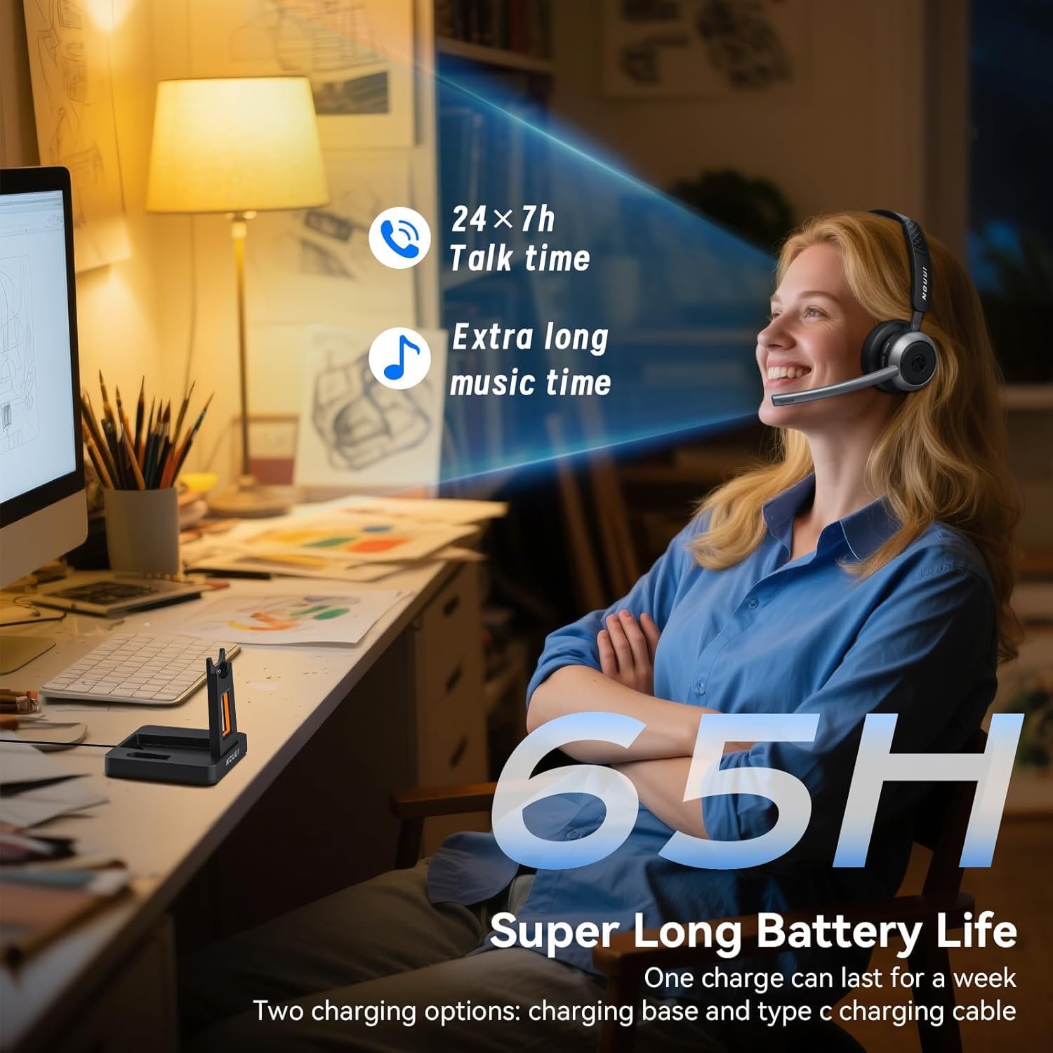 Wireless Headset with Mic for  - Noise Cancelling Headphone reseña y precio