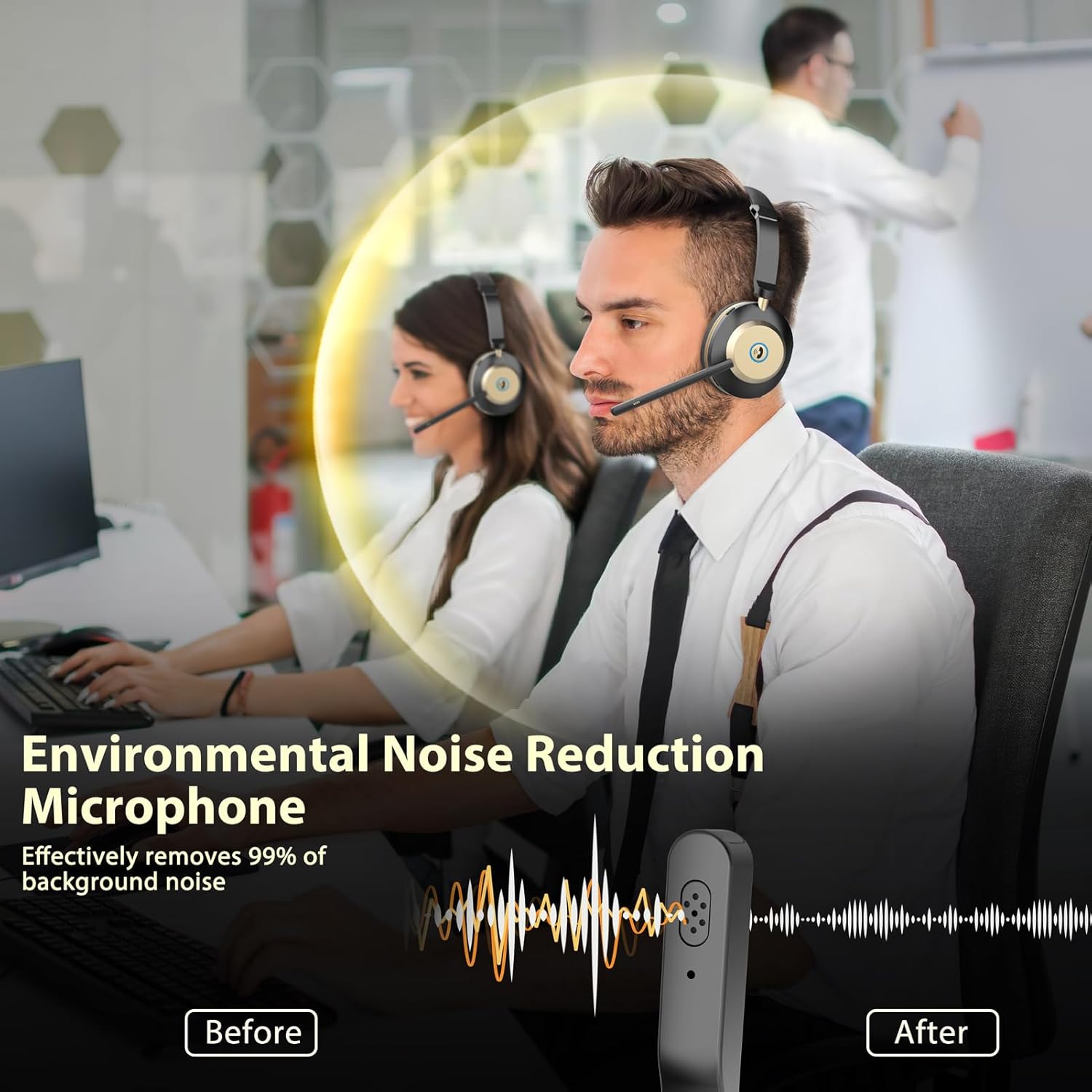 Wireless Headset with Mic, Noi - Noise Cancelling Headphone reseña y precio