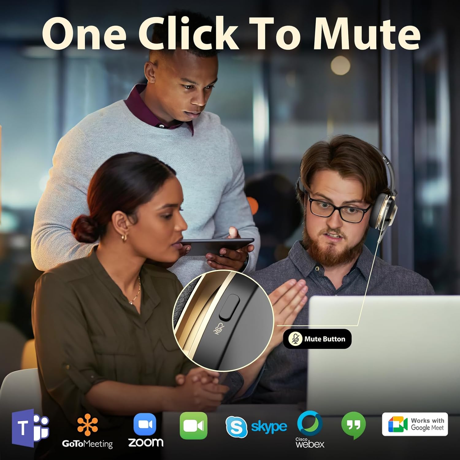 Wireless Headset with Mic, Noi - Noise Cancelling Headphone reseña y precio