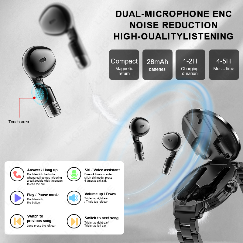 New Men's 2 In 1 Headset Smart - Earbuds Charging Case reseña y precio