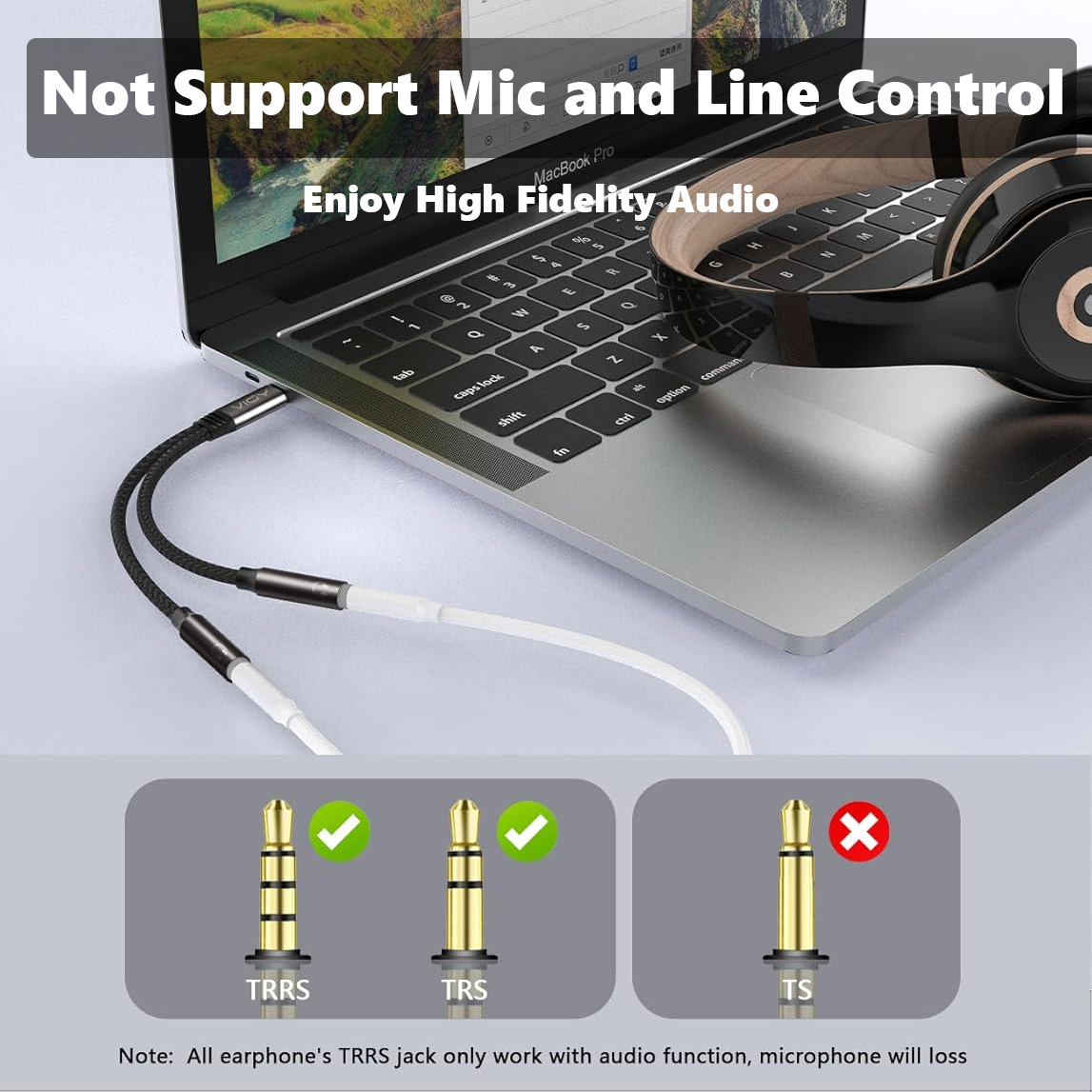 USB C To Dual 3.5mm Female Hea - Audio Splitter Y reseña y precio