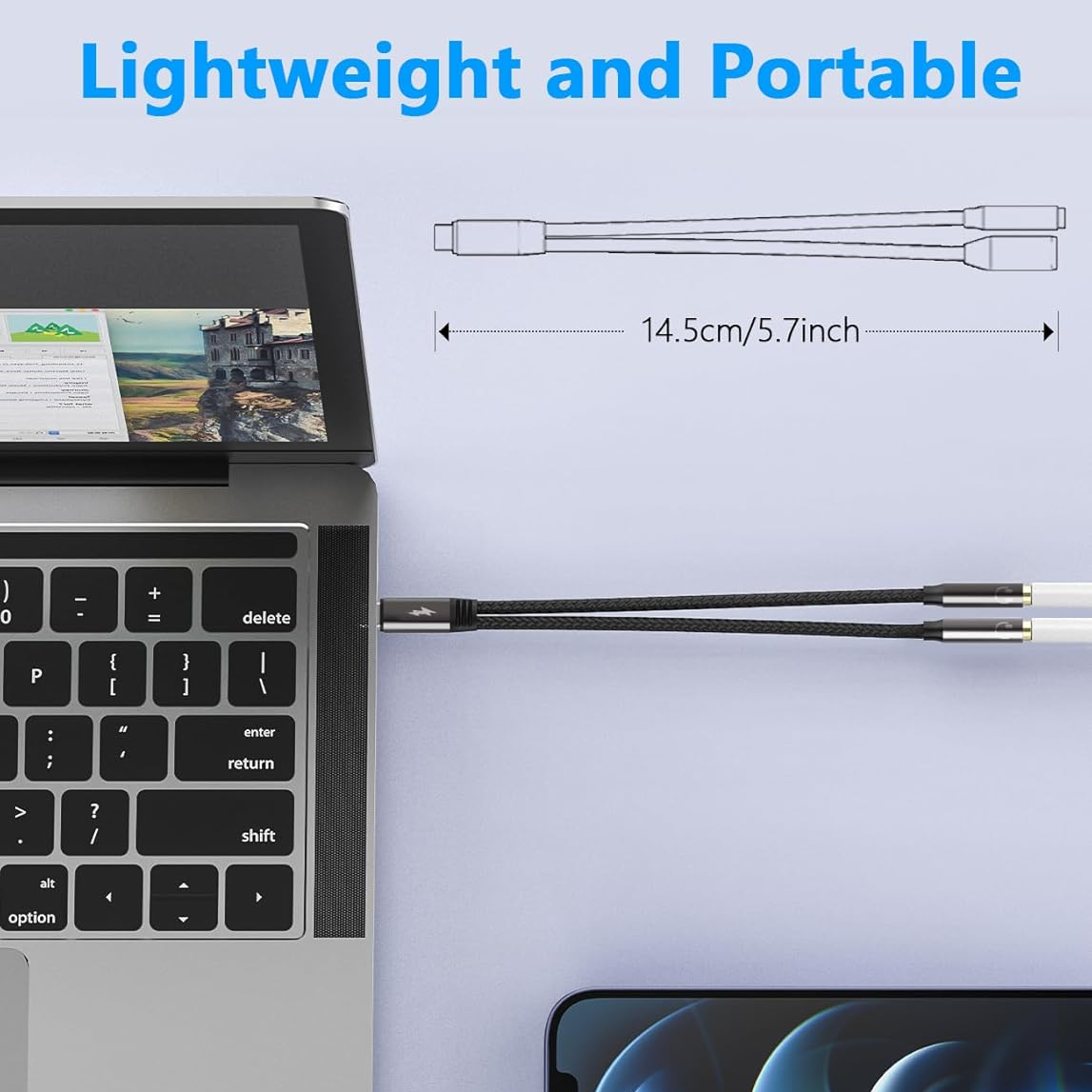 USB C To Dual 3.5mm Female Hea - Audio Splitter Y reseña y precio