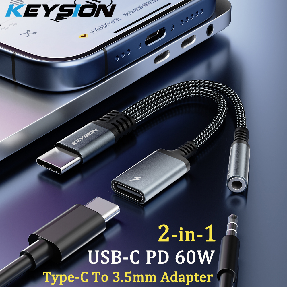 KEYSION 2 in 1 Type C to 3.5mm - Earphone Splitter Jack reseña y precio